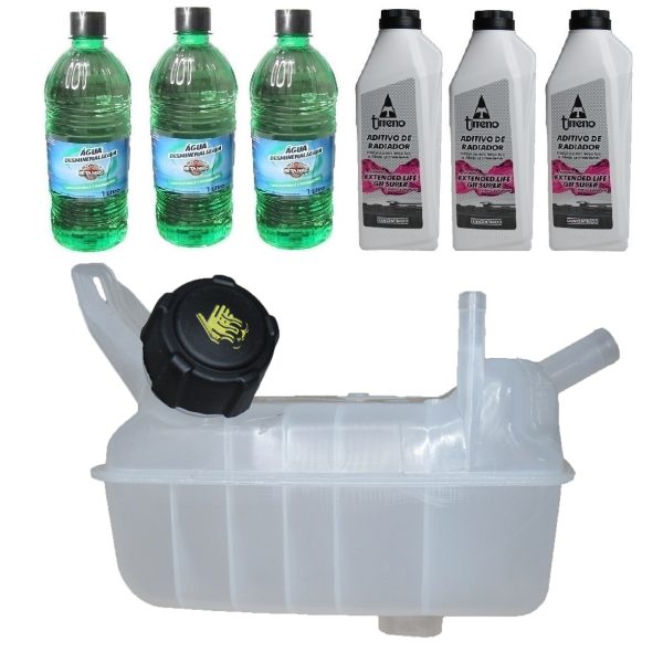 Kit Vaso De Expansao Meg Ii/Gran Scenic C/ Tampa + 3 Aditivo Rosa + 3 água Desmineralizada