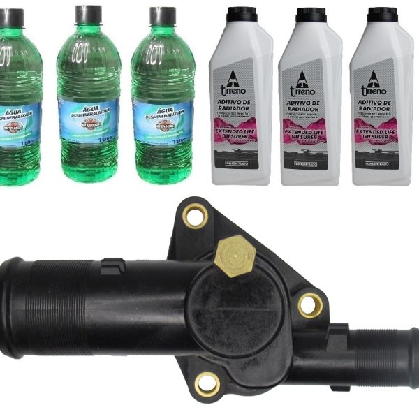 Válvula termostática Motor Renault 1.0 16v + 3 Aditivo Concentrado (Rosa) + 3 água Desmineralizada