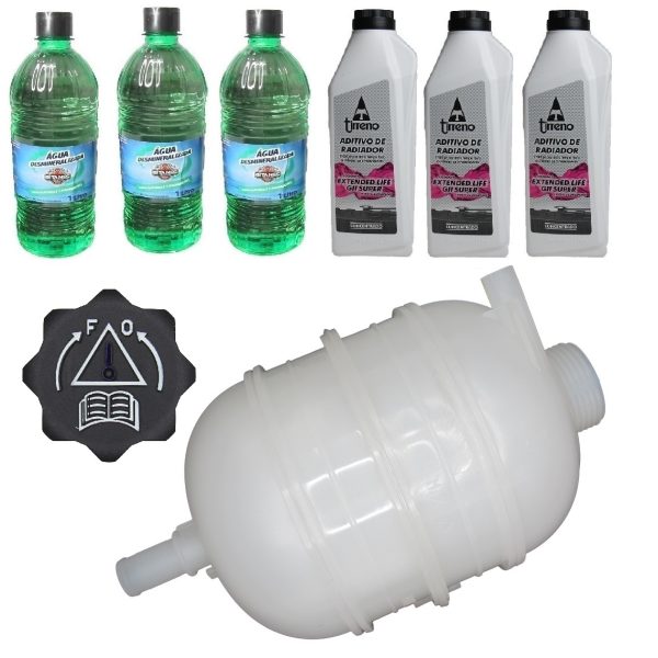 KIT VASO DE EXPANSAO  206/207/ HOG C/ TAMPA + 3 Aditivo Rosa + 3 água Desmineralizada