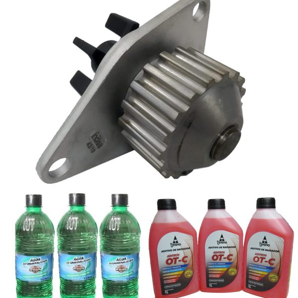Kit Bomba Água Mot Peugeot  1.4 8v + 3 Aditivo Rosa + 3 água Desmineralizada