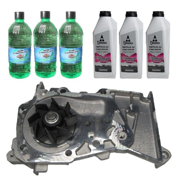 Kit Bomba Água Mot Renault 1.6 16v K4M + 3 Aditivo Rosa + 3 água Desmineralizada