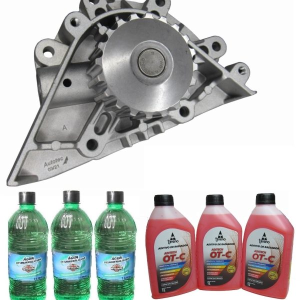 Kit Bomba Água Mot Peugeot  2.0 16v + 3 Aditivo Rosa + 3 água Desmineralizada