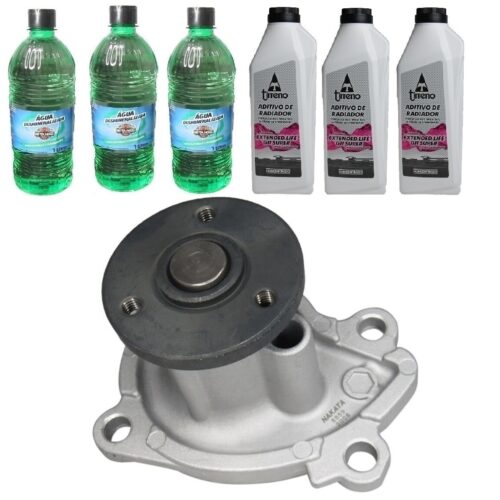 Kit Bomba Água Mot Renault 1.6 16v H4M + 3 Aditivo Rosa + 3 água Desmineralizada