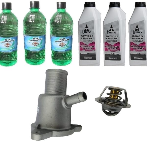 Válvula termostática Motor Renault 1.6 + 3 Aditivo Concentrado (Rosa) + 3 água Desmineralizada