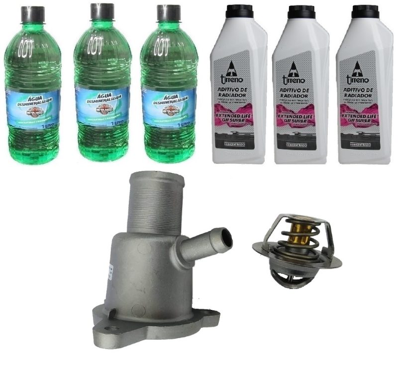 Válvula termostática Motor Renault 1.6 + 3 Aditivo Concentrado (Rosa) + 3 água Desmineralizada