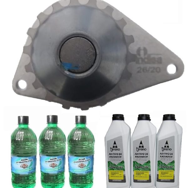 Kit Bomba Água Mot Peugeot  1.5 8v + 3 Aditivo Rosa + 3 água Desmineralizada