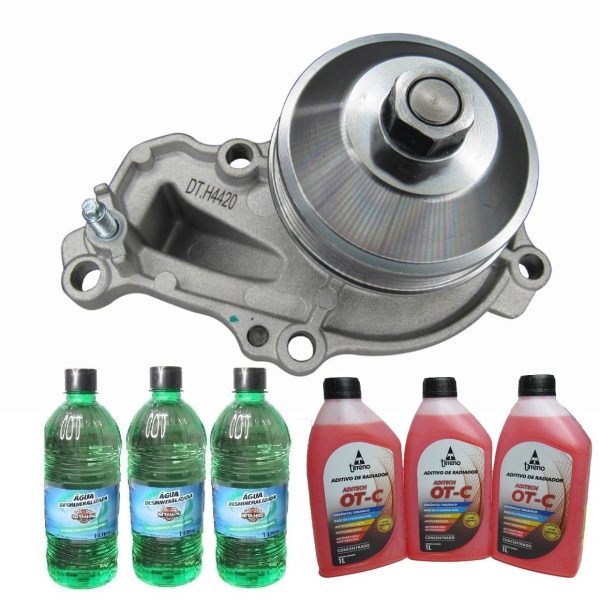Kit Bomba Água Mot Peugeot  1.2 12v + 3 Aditivo Rosa + 3 água Desmineralizada