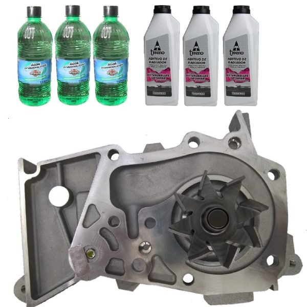 Kit Bomba Água Mot Renault  1.6 8v K7M (2012...) + 3 Aditivo Rosa + 3 água Desmineralizada