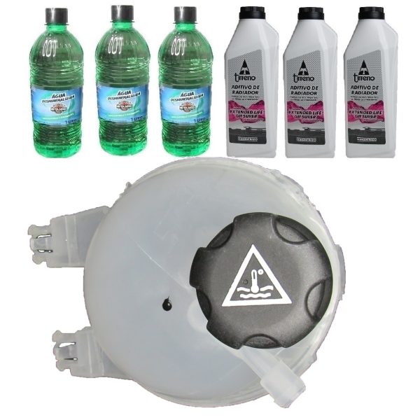 Kit Vaso De Expansao 208/C3/Aircross/Picasso C/ Tampa + 3 Aditivo Rosa + 3 água Desmineralizada