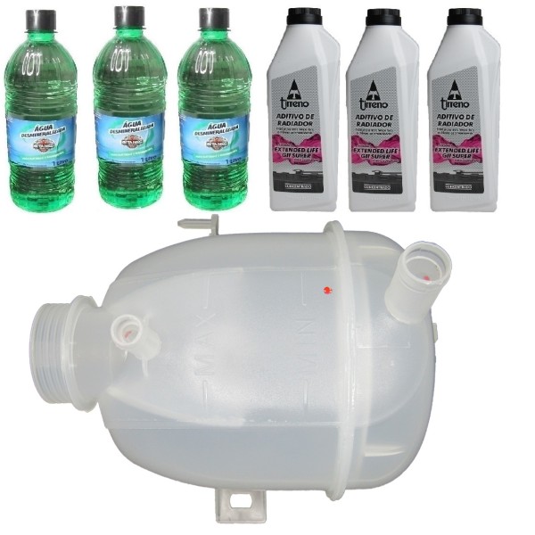 Kit Vaso De Expansao Cl2 1.6/1.0 16V/Kan/Log/San/Dus/Sym 1.6 + 3 Aditivo Rosa + 3 água Desmineralizada