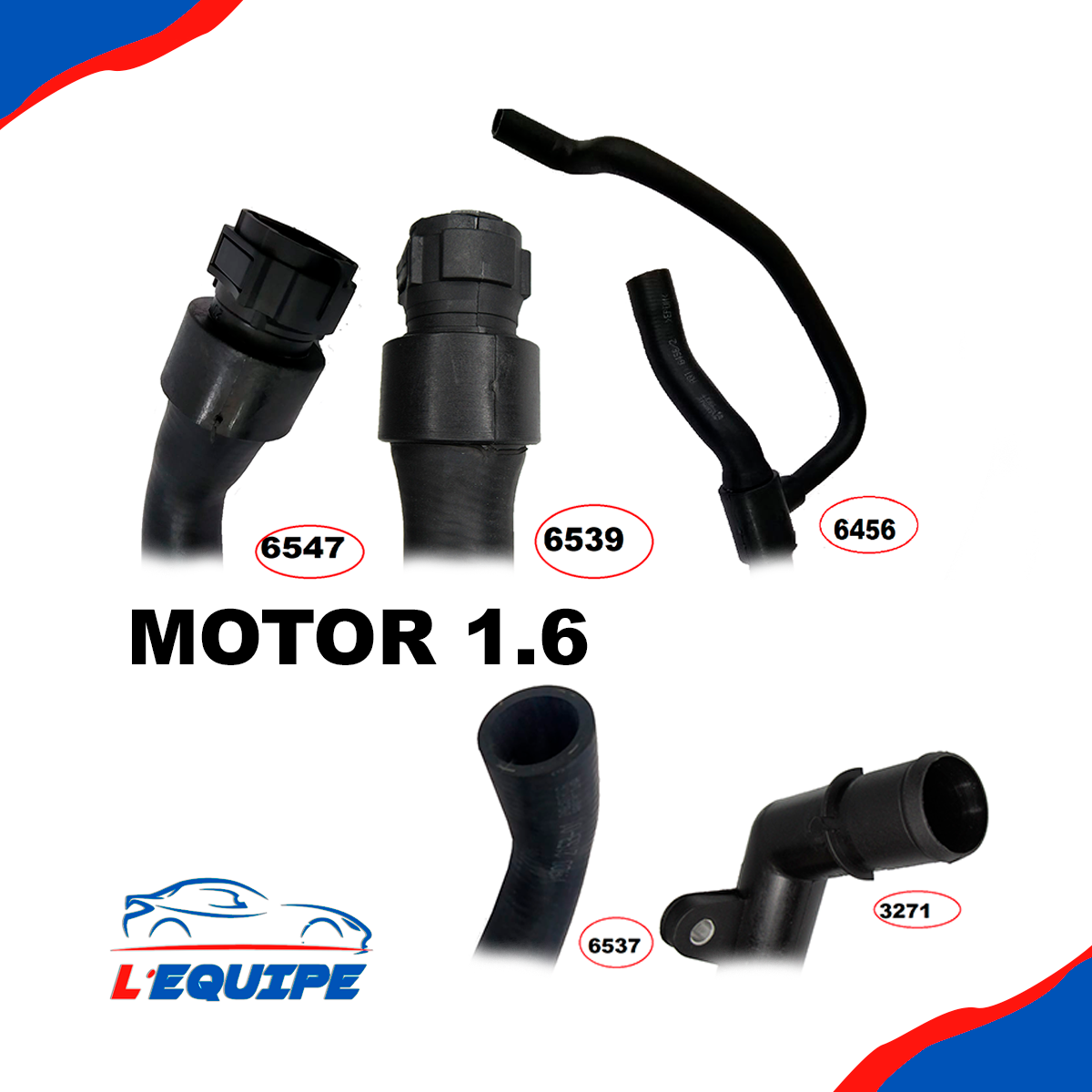 Kit 4 Mangueiras + Tubo Água Clio 1.6 16v 2000 à 2009 - Imagem 2