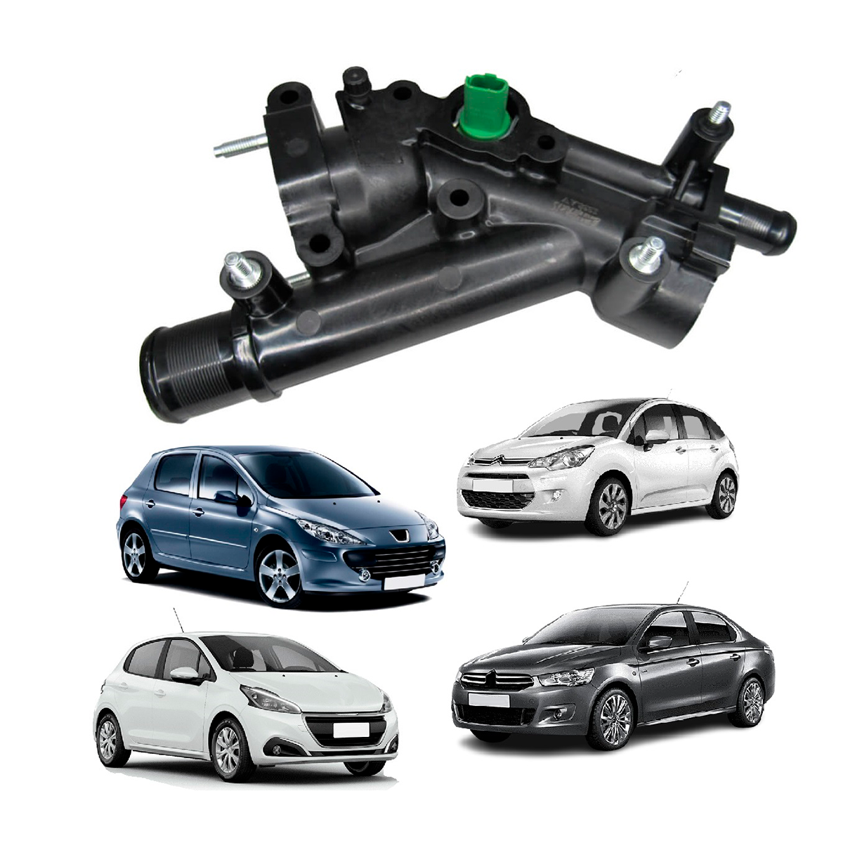 Carcaca Da Valv. Termostatica Mot 2.0 16V Gas/Flex 307/C4/C5 2.0 16V C/ Sensor (Plastica)