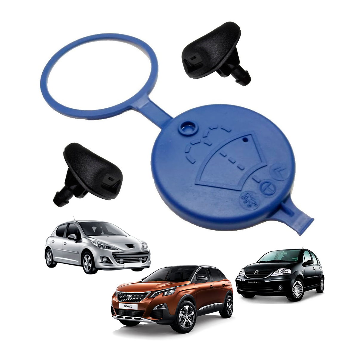 Tampa Do Reservatório Do Limpador e Par do Esguicho Do Capo Peugeot 207 3008 Citroen  C3