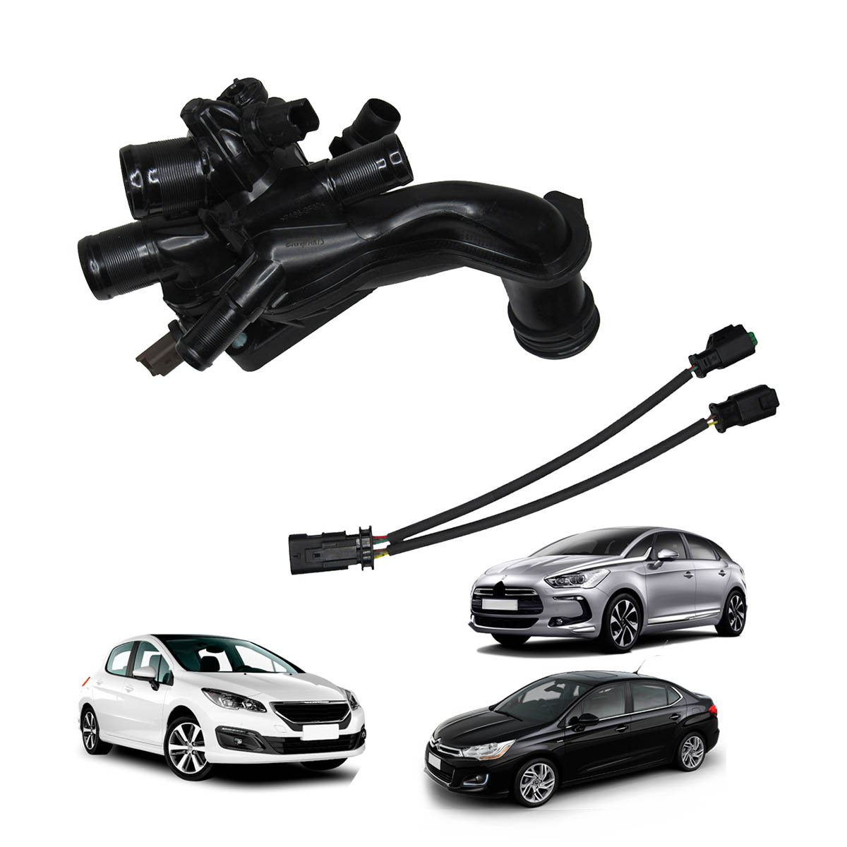 Kit Válvula Termostática Com Chicote Motor 1.6 16V (THP) Citroen 308/408/2008/3008/C4 LOUNGE/DS3/DS5