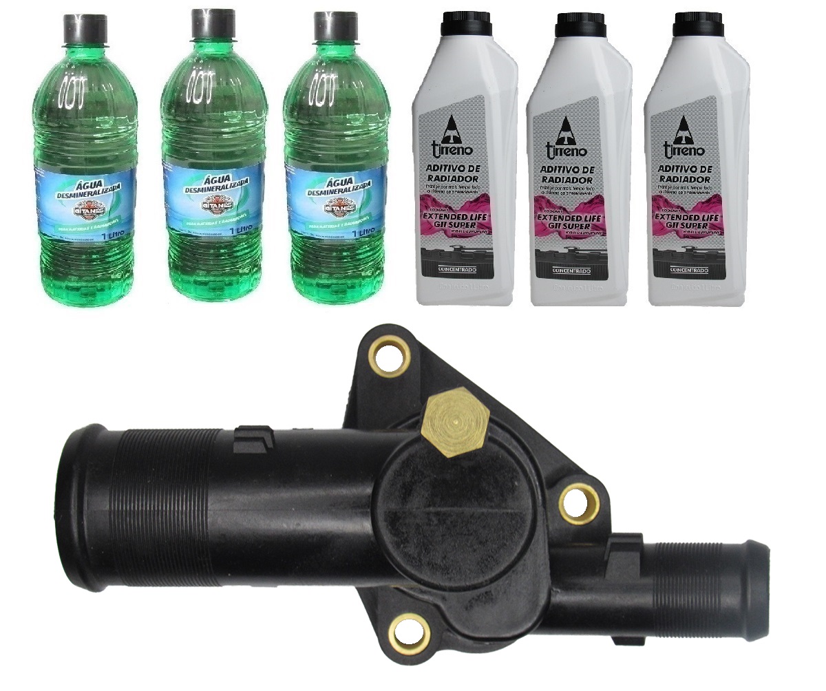 Válvula termostática Motor Renault 1.0 16v + 3 Aditivo Concentrado (Rosa) + 3 água Desmineralizada