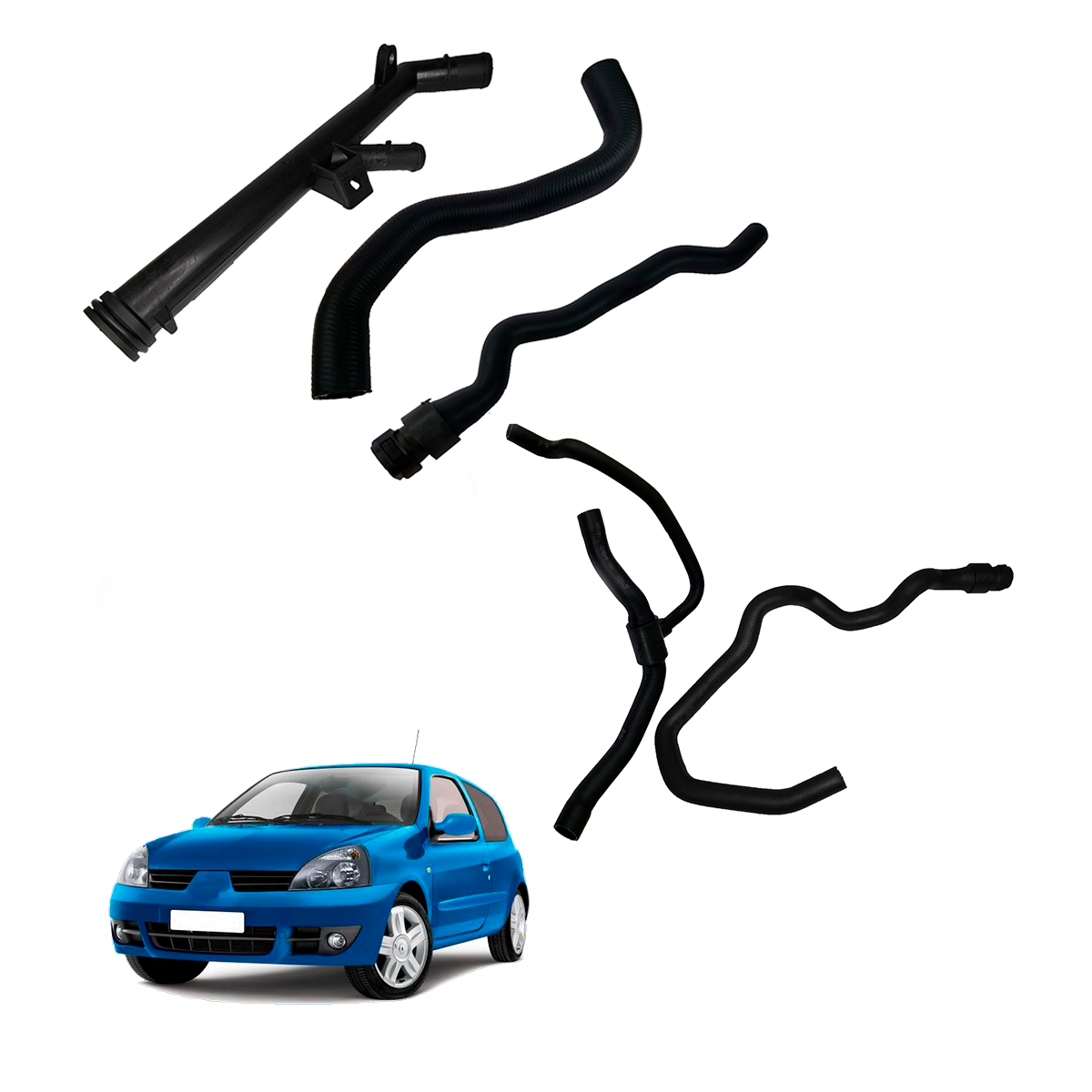 Kit 4 Mangueiras + Tubo Água Clio 1.6 16v 2000 à 2009