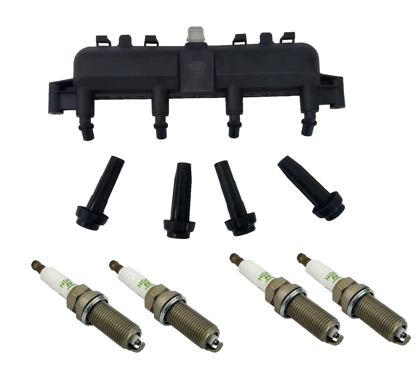 Bobina (4 Pinos) + Jogo de Velas Peugeot 206 207 307 Hoggar Partner