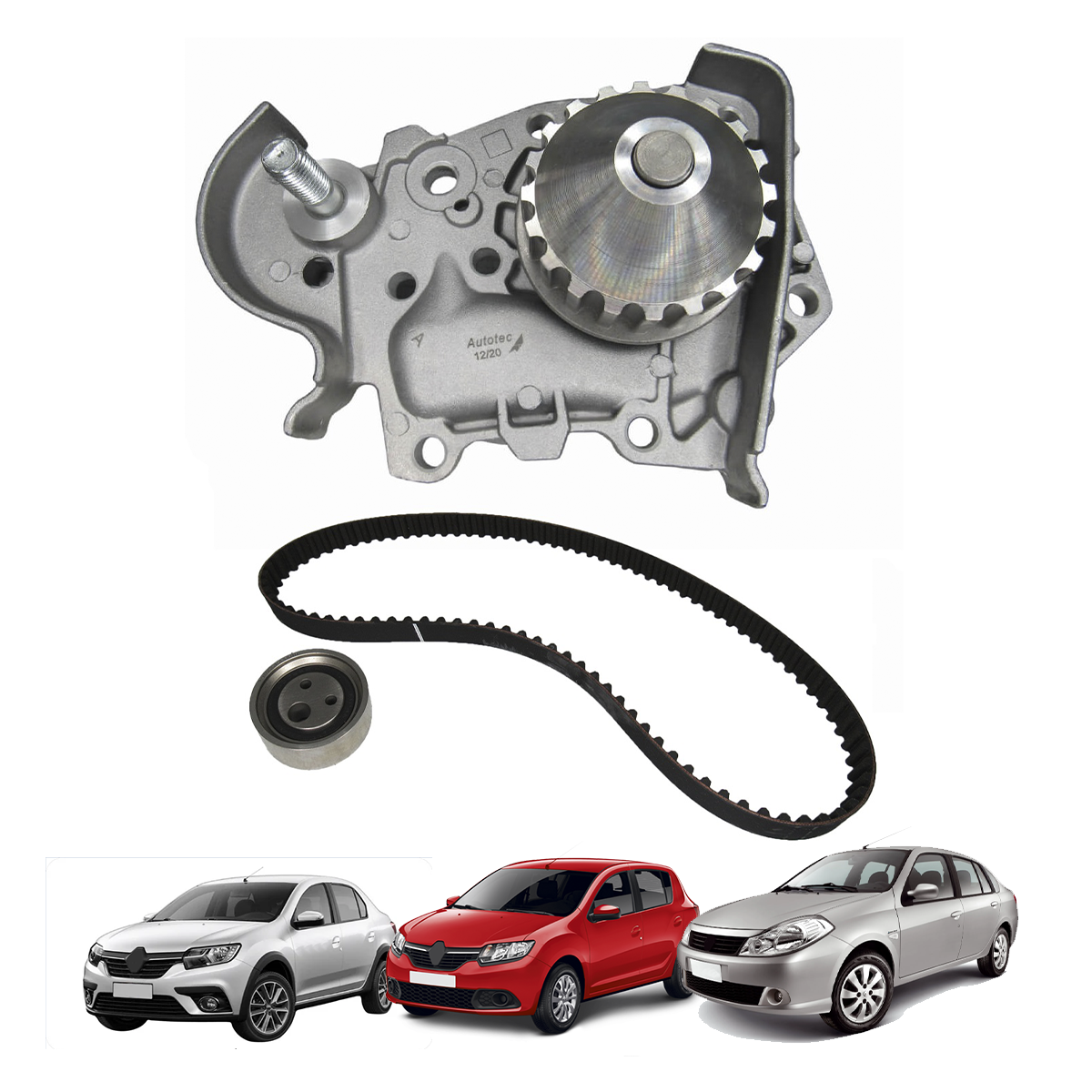 Kit correia Dentada Com Bomba D'água Renault Logan Sandero Symbol 1.6 8v K7M até 2010