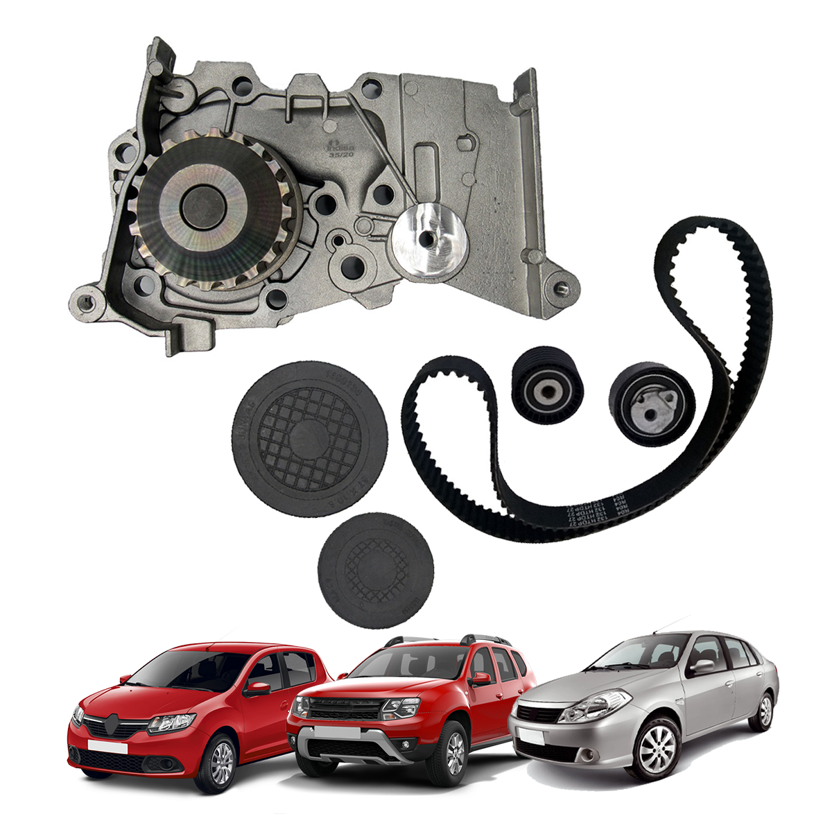Kit Correia Dentada + Selos do Comando + Bomba Agua Logan Clio Kangoo Symbol Scenic 1.6 16v K4M