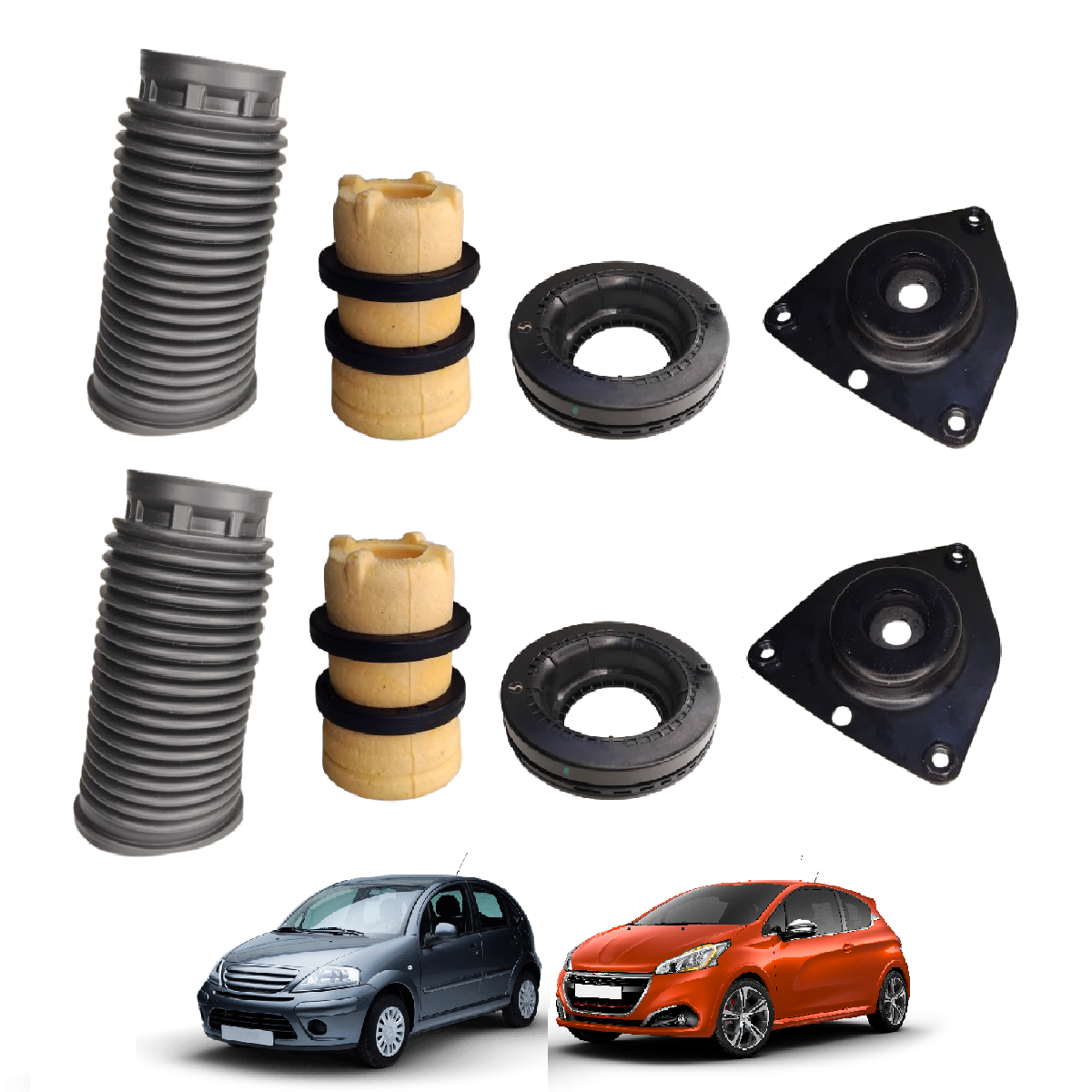 Par De Kit Batente Do Amort. Diant. Peugeot 208 Citroen C3 2022... (Completo)