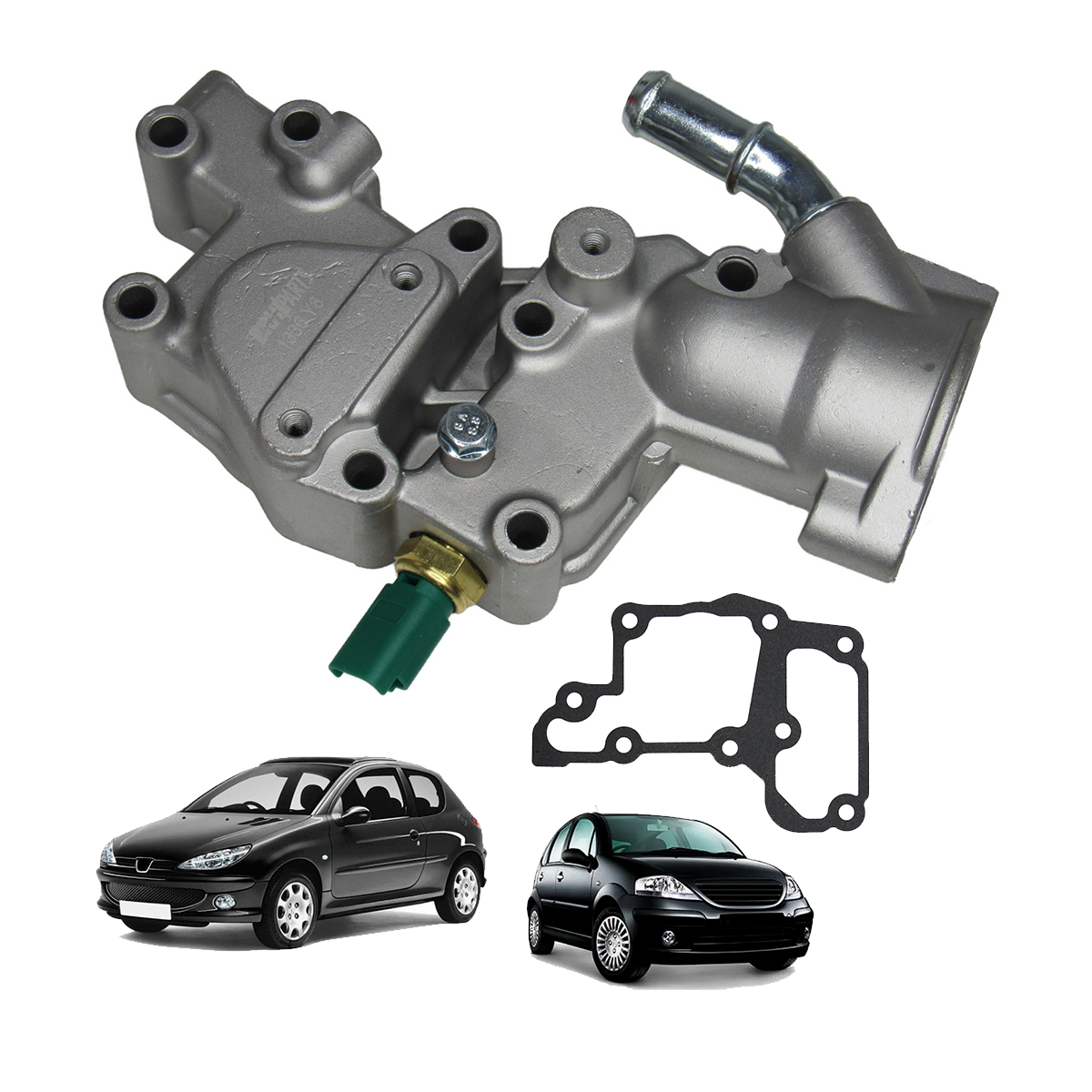 Carcaça Da Válvula Termostatica C/ Sensor Temperatura Rosquear (Alumínio) Peugeot  206 207 Hoggar Citroen C3 Tds 1.4 8v