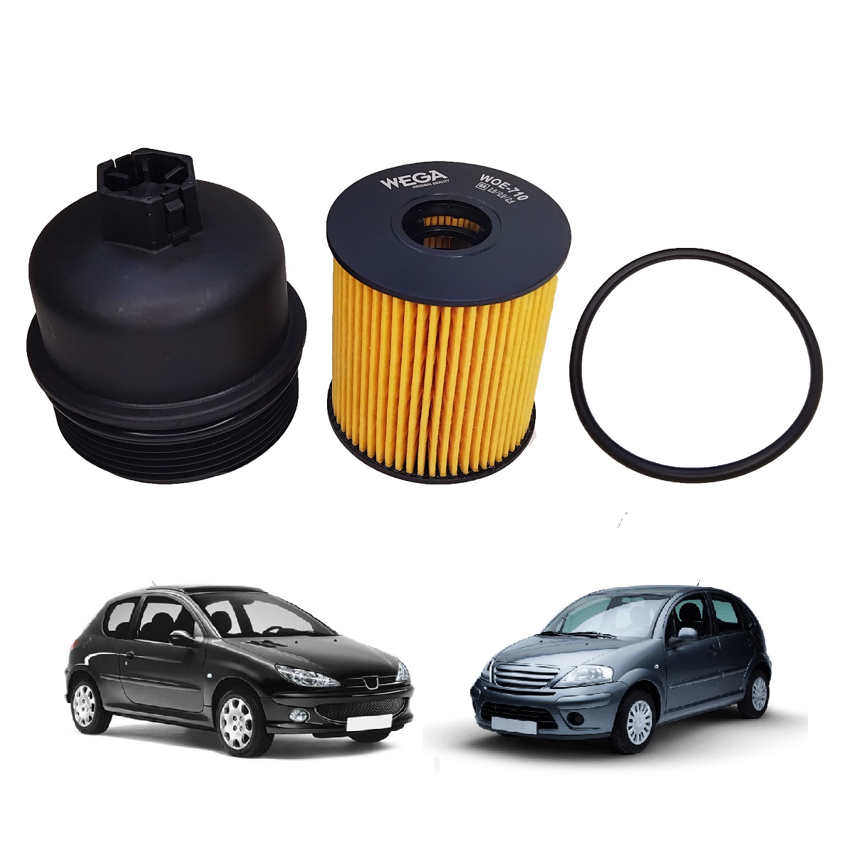 Copo Tampa +filtro Oleo Peugeot 206 207 Sw C3 307 C4 C5 308